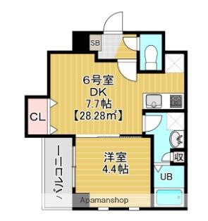 ステイビルⅡ(1DK/7階)の間取り写真