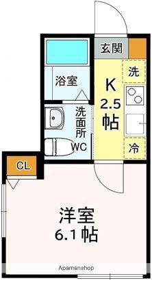 ブリーズ東船橋(1K/1階)の間取り写真