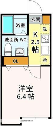 ブリーズ東船橋(1K/1階)の間取り写真