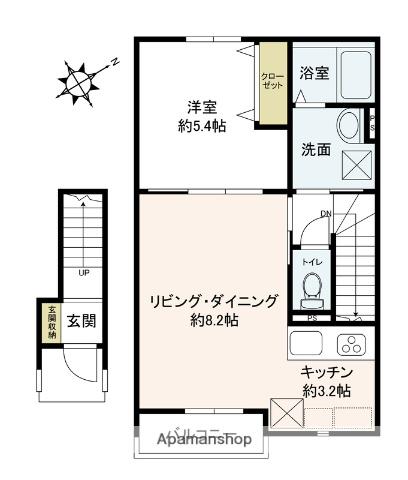 LILY津田沼(1LDK/2階)の間取り写真