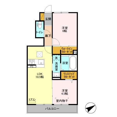 エトワール(2LDK/1階)の間取り写真