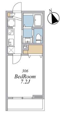 ウィンドテラス津田沼Ⅱ(1K/3階)の間取り写真