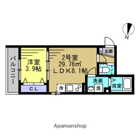 エスポワール前原西(1LDK/1階)の間取り写真