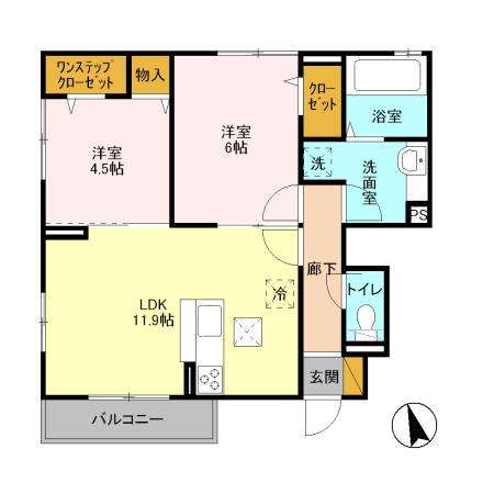 ヴィーブルグラン(2LDK/1階)の間取り写真