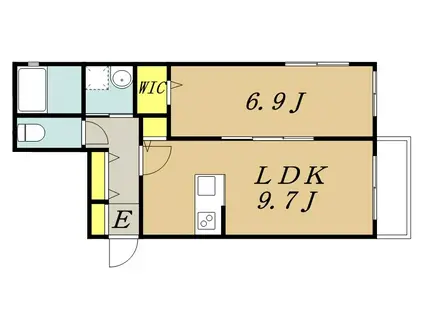 アルヴィータ弐番館(1LDK/1階)の間取り写真