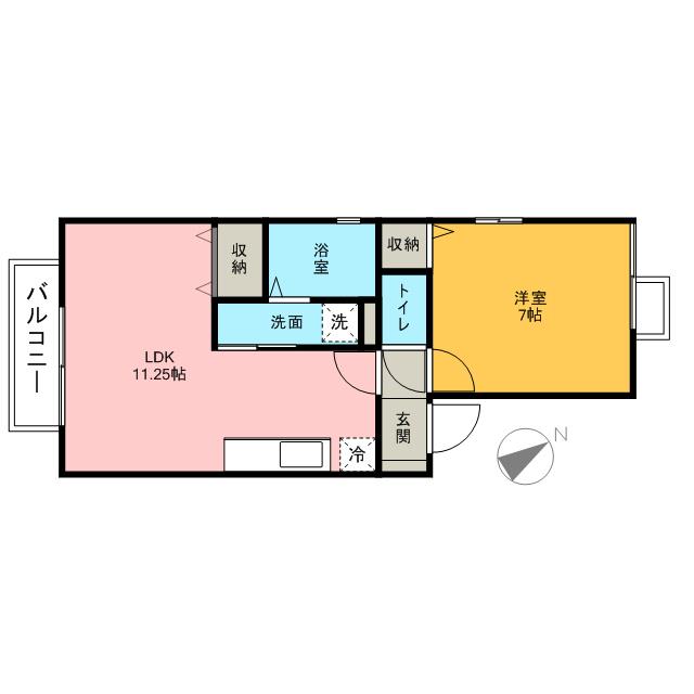 リヴェール津田沼(1LDK/1階)の間取り写真