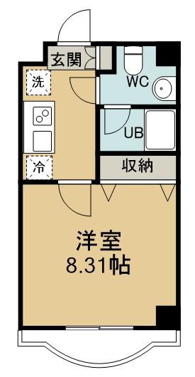 ボヌール大久保(1K/3階)の間取り写真