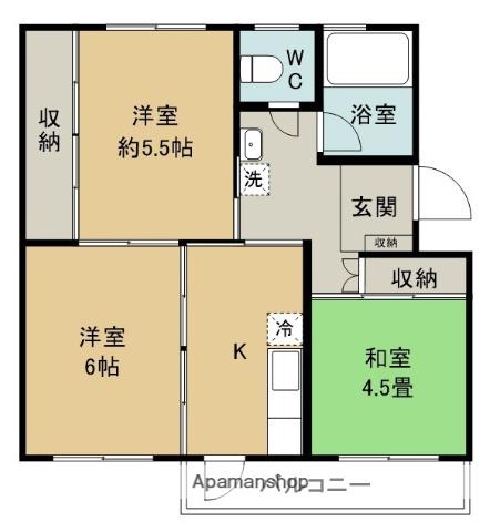 習志野台団地12街区 3号棟(3K/1階)の間取り写真