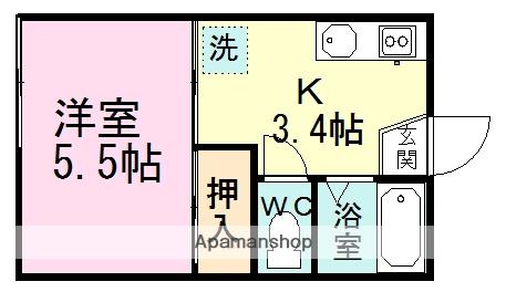 カレッジメント習志野A(1K/2階)の間取り写真