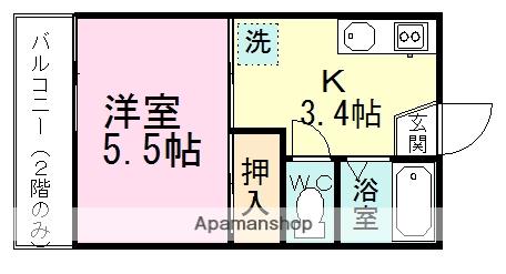 カレッジメント習志野A(1K/2階)の間取り写真