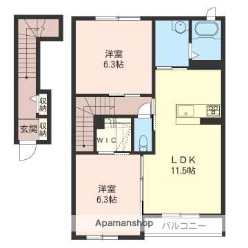 グランメール音路里(2LDK/2階)の間取り写真