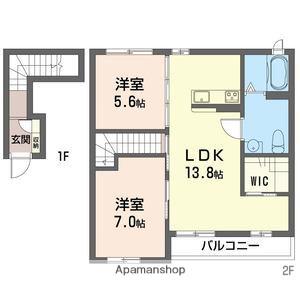 リシアンサスB棟(2LDK/2階)の間取り写真