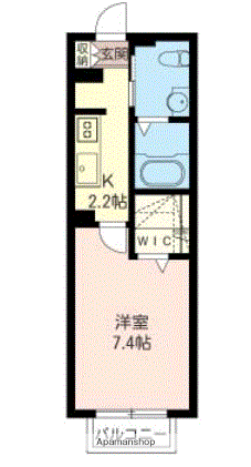 ラ・ヴィ・クレールかやだ(1K/2階)の間取り写真