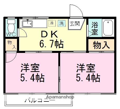 コーポラス慶(2DK/2階)の間取り写真