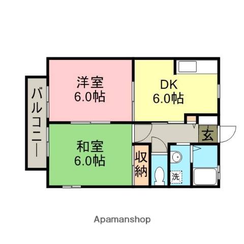 コウノハイツⅡ(2DK/2階)の間取り写真