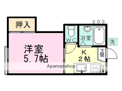 ドエル習志野(1K/2階)の間取り写真