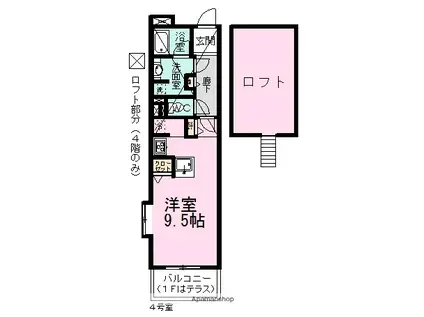 ラ・フォレ25(ワンルーム/4階)の間取り写真