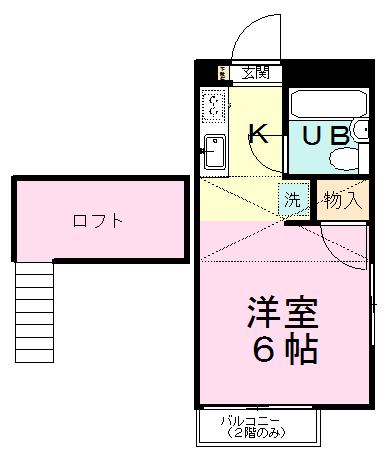 ベルシオン(1K/2階)の間取り写真