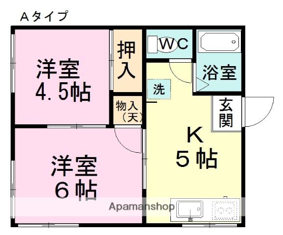 アケノハイツ(2K/1階)の間取り写真