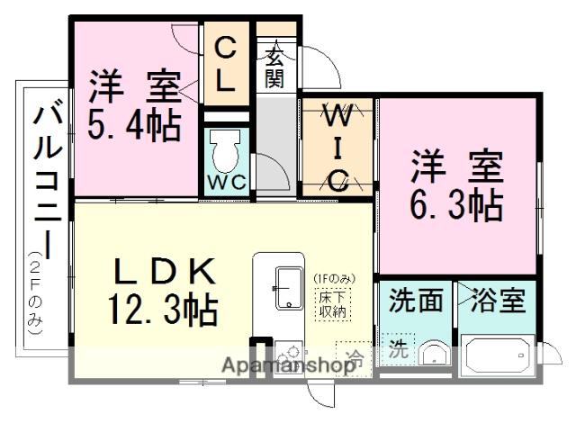 ラディッシュコート(2LDK/2階)の間取り写真