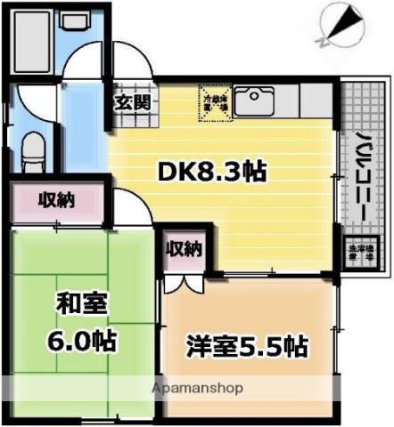 メゾンきぬた(2DK/2階)の間取り写真