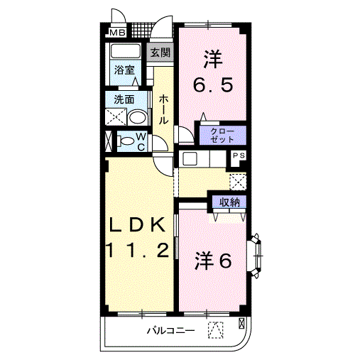 クレセントパレス(2LDK/2階)の間取り写真