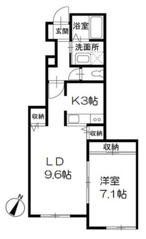 プラートフジ参番館(1LDK/1階)の間取り写真