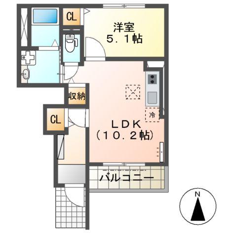 リズ・プラトリー(1LDK/1階)の間取り写真
