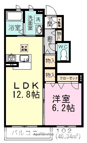グラン アーベル(1LDK/1階)の間取り写真