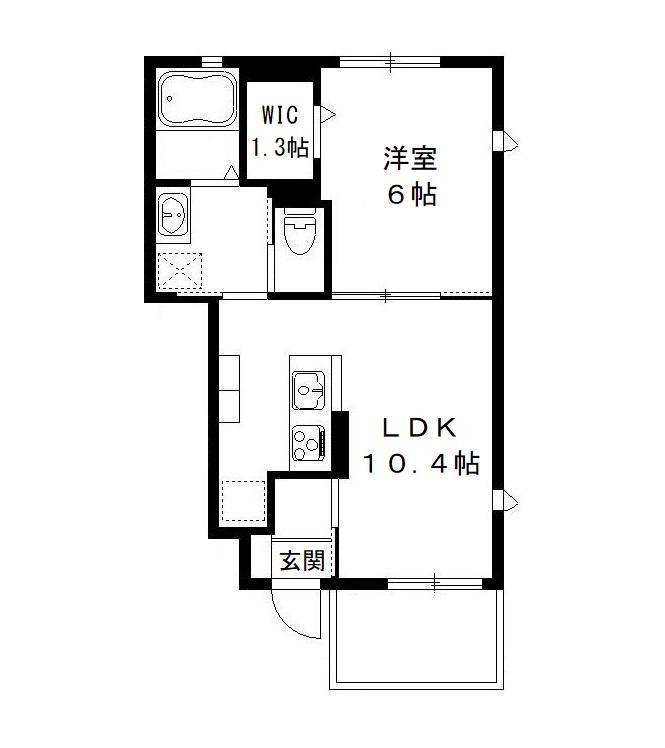 マリーパレスC(1LDK/1階)の間取り写真