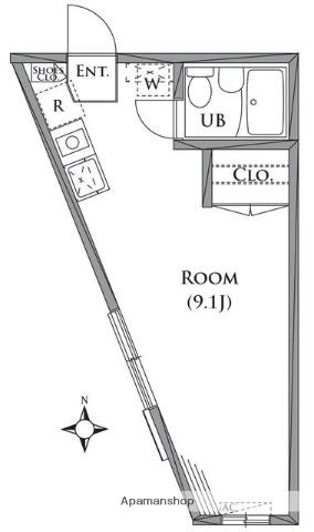 スカイハイツ(ワンルーム/2階)の間取り写真
