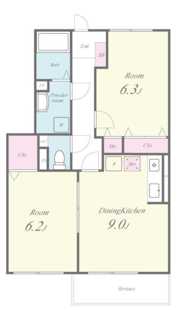 パストラルソフィア(2DK/1階)の間取り写真