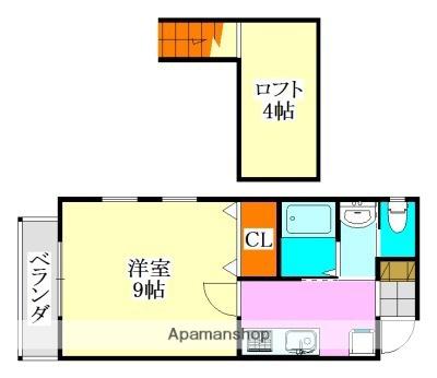メルローズプレイスⅡ(1K/2階)の間取り写真