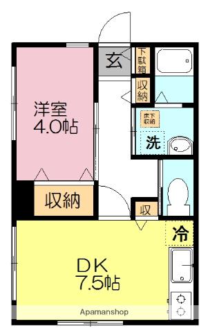 ミルフォート八千代台(1DK/1階)の間取り写真