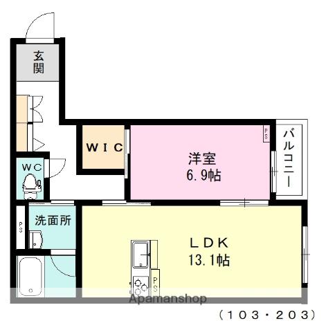ヴァンベール(1LDK/2階)の間取り写真