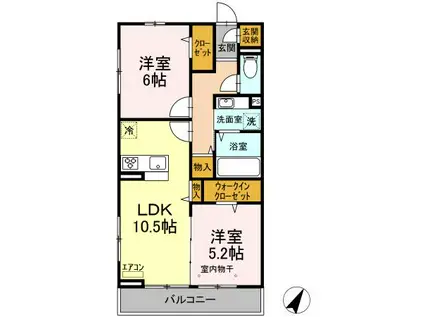 コンフォルト(2LDK/2階)の間取り写真