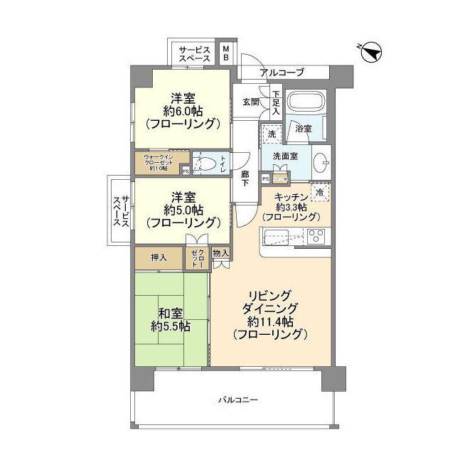 BELISTA北習志野ウエストレジデンス(3LDK/4階)の間取り写真