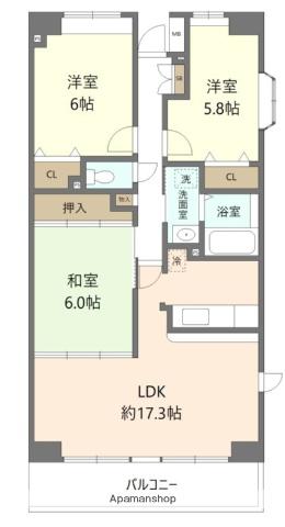 グランデージ八千代中央(3LDK/1階)の間取り写真