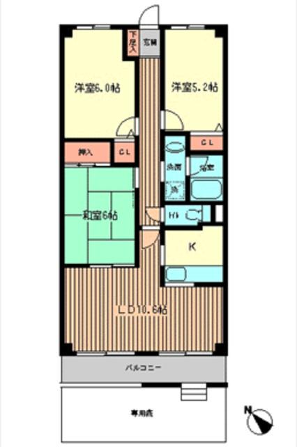 アルカンシエール(3LDK/1階)の間取り写真