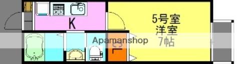 フォレスト七林(1K/2階)の間取り写真