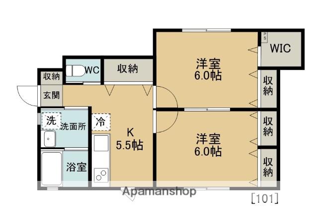 グランメッゾ南三咲(2K/1階)の間取り写真