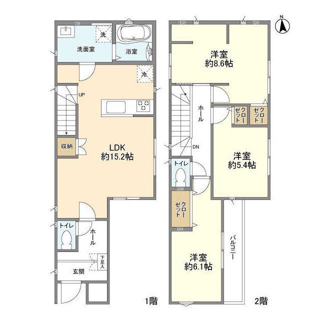 東武鉄道野田線 高柳駅 徒歩16分 2階建 築2年(3LDK)の間取り写真