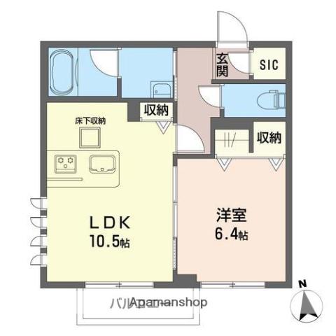 シャーメゾン レーヴェ(1LDK/1階)の間取り写真