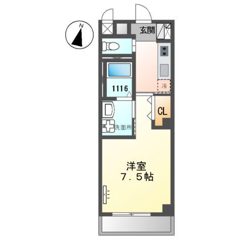 センダイ新鎌ヶ谷(1K/3階)の間取り写真
