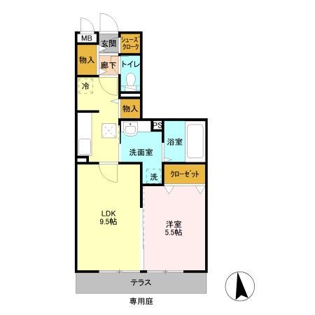 グレースⅧ(1LDK/1階)の間取り写真