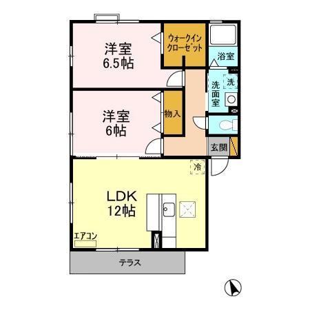 オリーブガーデンA・B・C(2LDK/1階)の間取り写真