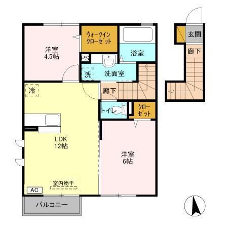 クオリタ・ルル(2LDK/2階)の間取り写真