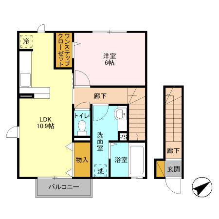 さくら館Ⅲ(1LDK/2階)の間取り写真