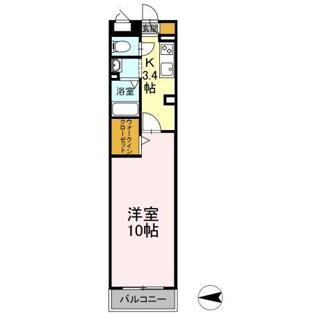 グランメール(1K/2階)の間取り写真