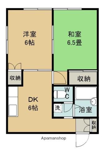 ベルグラン薬円台(2DK/1階)の間取り写真